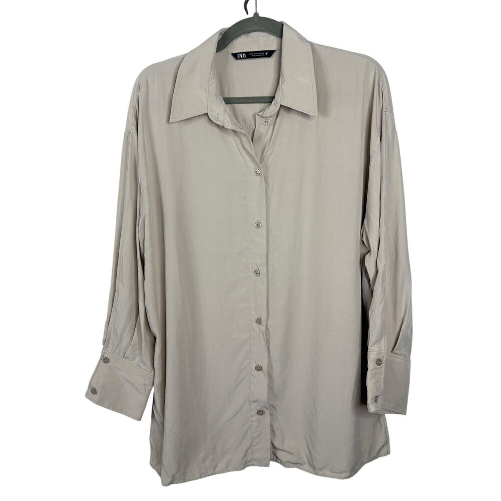 Zara Shirt Button Down Oversized Minimalist Casual Work Everyday M